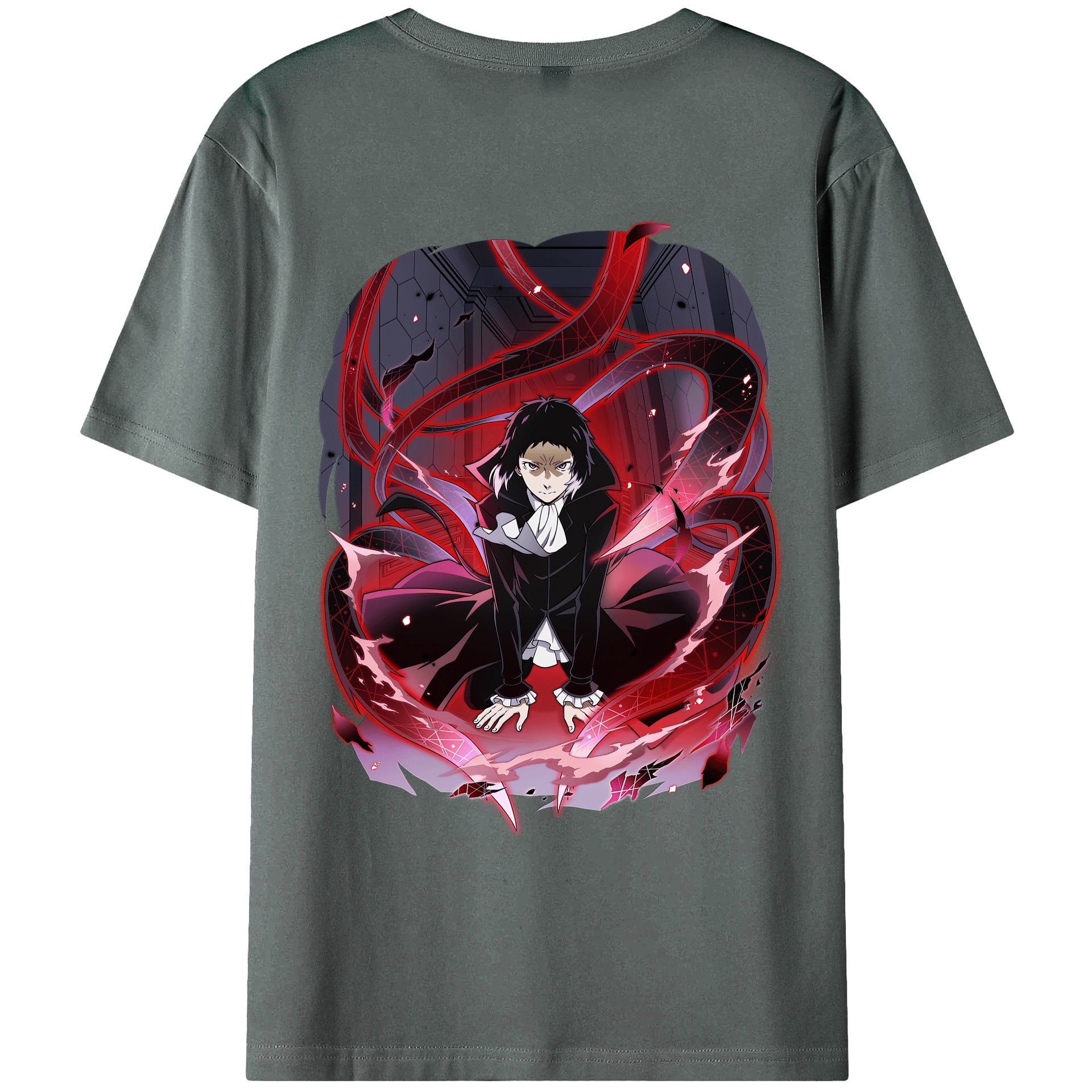 （画像用） 文豪ストレイドッグス Bungo Stray Dogs 綿100％ メンズ半袖Tシャツ（バックプリント） 通気性